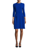 3/4-Sleeve Dropped-Waist Dress, Ultra Marine