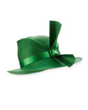 Straw Script Crown Fedora Hat, Green