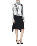 Caravan Leather-&-Lace Stitched Sweater, Cream