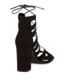Babies Suede Lace-Up Sandal, Black (Noir)