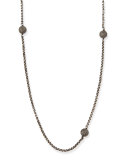 Sterling Silver Necklace with Pave Diamonds, 54"L