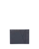 Pebbled Leather Card Case, Black/Blue