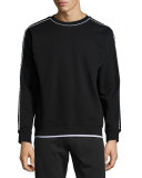 Contrast-Trim Long-Sleeve Sweater, Darkest Black