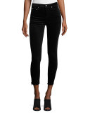 7 Inch Zipper Velvet Capri Jeans, Black