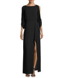 Hetty Cold-Shoulder Silk Evening Gown
