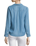 Crysta Chambray Tie-Front Top