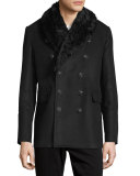 Moleskin Shearling-Lined Pea Coat