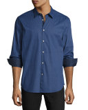 Slim-Fit Micro-Pattern Sport Shirt, Dark Blue