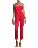 Elizabeth Strapless Tuxedo Jumpsuit, Bright Red