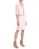 Emma 3/4-Sleeve Short Wool Cocoon Jacket, Flamingo