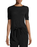 Wool Short-Sleeve Crewneck Sweater