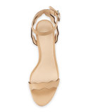 Reina Wavy-Strap Leather Sandal, Wheat