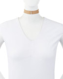 Ivy Arabella White Sapphire & Leather Choker Necklace