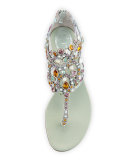 Crystal-Chandelier Thong Sandal, Multi