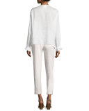 Slim-Leg Cuffed Pants, White