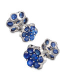 Platinum & Blue Sapphire Floral Cuff Links