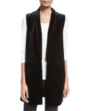 Velvet Long Vest, Black