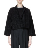Bracelet-Sleeve Oversized Moire Jacket, Black