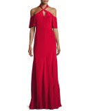 Gayle Cold-Shoulder Silk Crepe de Chine Gown