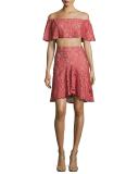 Braxten Lace Flared Godet Skirt, Pink