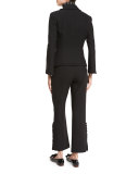 Onyx Ruffle-Trim Fitted Blazer, Black
