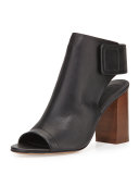 Faye Open-Toe Leather Bootie