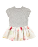 Calias Raglan Mixed-Media Dress, White/Gray, Size 12-24 Months