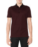Grosgrain-Collar Polo, Burgundy 