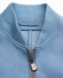Leather Bomber Jacket, Blue