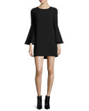 Aurora Bell-Sleeve Mini Dress, Black