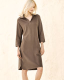 3/4-Sleeve Shirttail Pique Dress, Petite