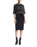 Rugby-Stripe Cropped Sweater, Navy