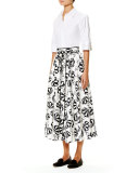 Café Umbrella Midi Skirt, Black/White