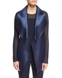 Open-Front Leather Gilet, Midnight Blue