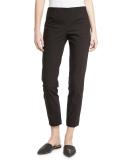 Cropped Stretch-Cotton Pants, Black
