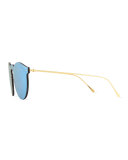 Leonard Mirrored Mask Sunglasses, Sky Blue
