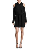 Monica Cold-Shoulder Shirtdress, Black
