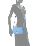 Britten Leather Flap Clutch Bag, Blue Dusk