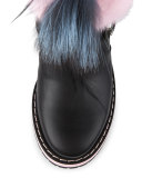 Caroline Fur-Trimmed Leather Buckled Boot