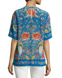 Enchanted Garden Silk Tee, Blue