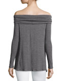 Angelica Off-the-Shoulder Top, Charcoal
