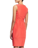 Sleeveless Round-Neck Cocktail Dress, Fuchsia