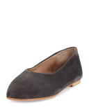 Pril Leather Ballerina Flat, Carbon