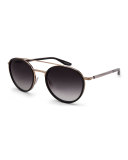 Justice Gradient Round Sunglasses, Black/Gold