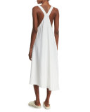 Woven Racerback Midi Dress, White