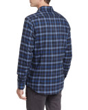 Shadow Plaid Sport Shirt, Navy