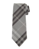 Textured Check Silk Tie, Gray