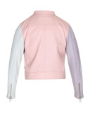 Hope Colorblock Leather Moto Jacket, Pink, Size 4-14