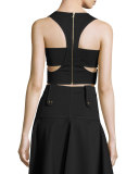 Crisscross Cropped Sleeveless Top, Black