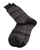 Mid-Calf Birdseye Ankle Socks, Black